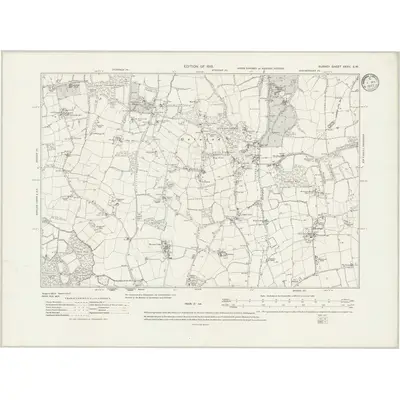 1910 Map of Surrey XXXV.SW, 1933 Print