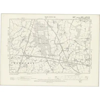 1895 Map of Surrey XXXVI.NW, 1898 Print