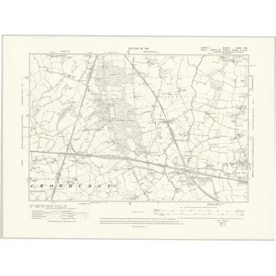 1910 Map of Surrey XXXVI.NW, 1914 Print