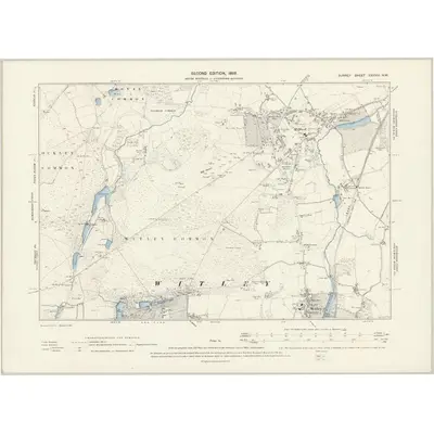 1895 Map of Surrey XXXVIII.NW, 1898 Print
