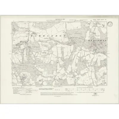 1913 Map of Surrey XXXVIII.SE, 1933 Print