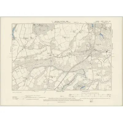 1895 Map of Surrey XXXVIII.SW, 1898 Print