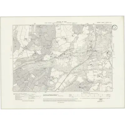 1913 Map of Surrey XXXVIII.SW, 1933 Print