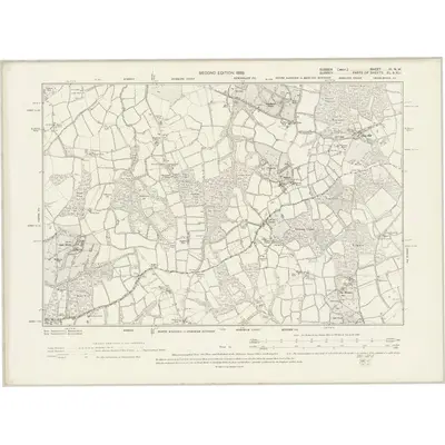 1895 Map of Sussex III.NW, 1899 Print