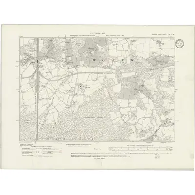 1909 Map of Sussex IV.SW, 1933 Print