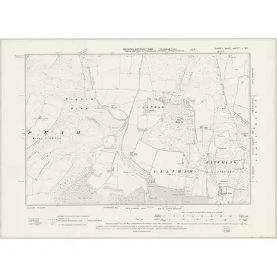 1896 Map of Sussex L.SE, 1899 Print