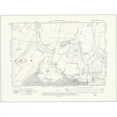 1909 Map of Sussex L.SE, 1913 Print