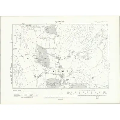 1909 Map of Sussex LI.SW, 1914 Print