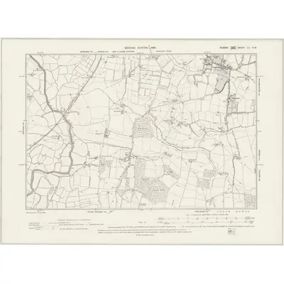 1896 Map of Sussex LII.NW, 1899 Print
