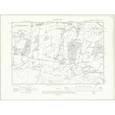 1909 Map of Sussex LIII.NE, 1912 Print