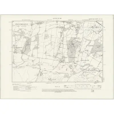 1909 Map of Sussex LIII.NE, 1931 Print