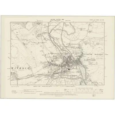 1898 Map of Sussex LIV.SW, 1899 Print
