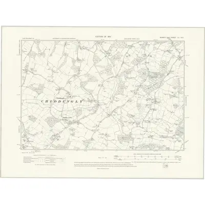 1908 Map of Sussex LV.NE, 1910 Print