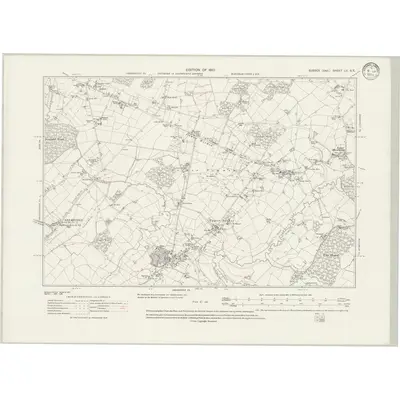 1908 Map of Sussex LV.SE, 1933 Print