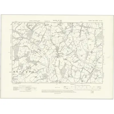 1908 Map of Sussex LVI.NE, 1910 Print