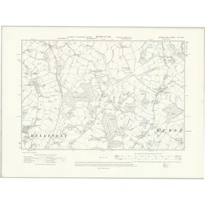 1908 Map of Sussex LVI.NW, 1910 Print