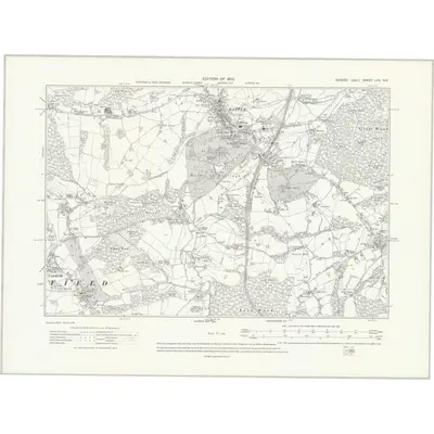 1908 Map of Sussex LVII.NE, 1910 Print