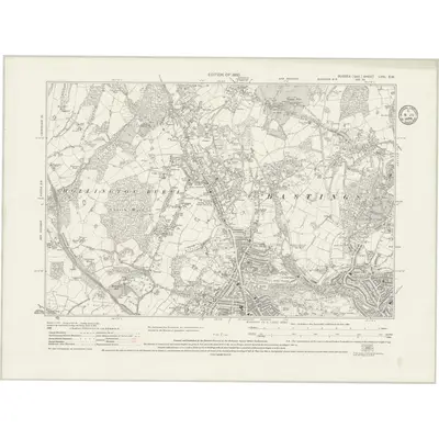 1908 Map of Sussex LVIII.SW, 1935 Print