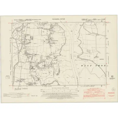 1946 Map of Sussex LX.SW, 1953 Print