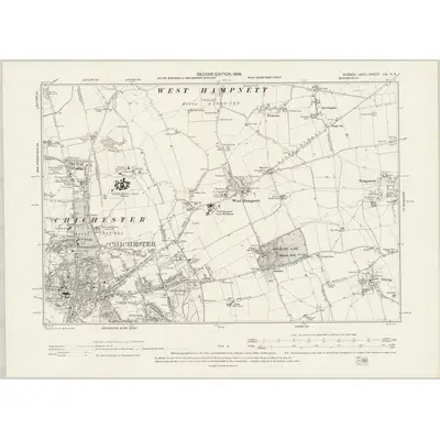 1896 Map of Sussex LXI.NE, 1899 Print
