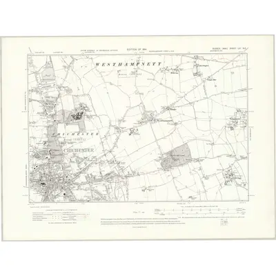 1909 Map of Sussex LXI.NE, 1914 Print