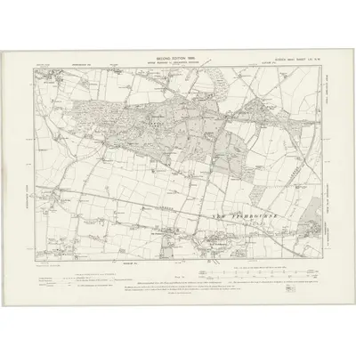 1896 Map of Sussex LXI.NW, 1899 Print