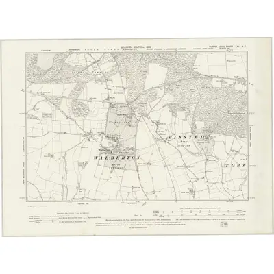 1896 Map of Sussex LXII.NE, 1899 Print