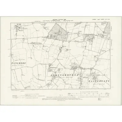 1896 Map of Sussex LXII.NW, 1899 Print