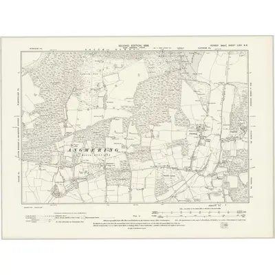 1896 Map of Sussex LXIII.NE, 1899 Print