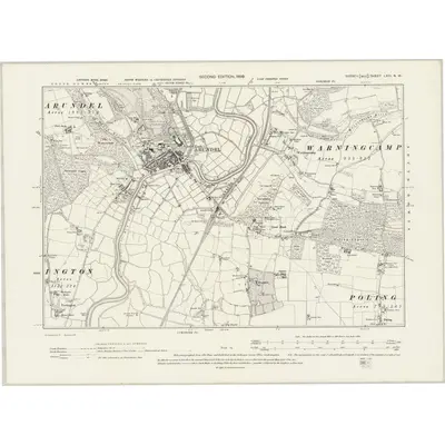1896 Map of Sussex LXIII.NW, 1899 Print