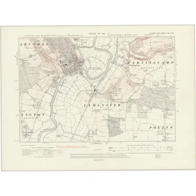 1909 Map of Sussex LXIII.NW, 1914 Print