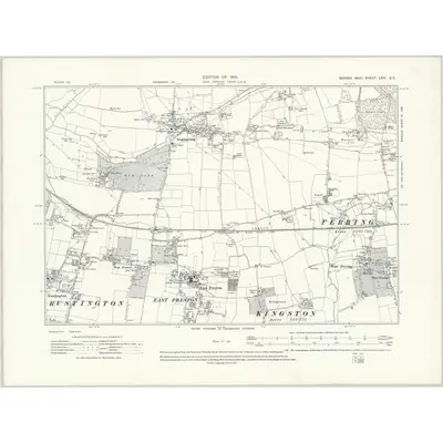 1910 Map of Sussex LXIII.SE, 1913 Print