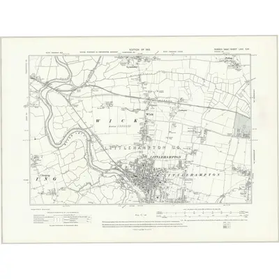 1910 Map of Sussex LXIII.SW, 1913 Print