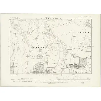 1896 Map of Sussex LXIV.NE, 1899 Print