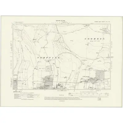 1909 Map of Sussex LXIV.NE, 1931 Print