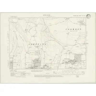 1909 Map of Sussex LXIV.NE, 1933 Print
