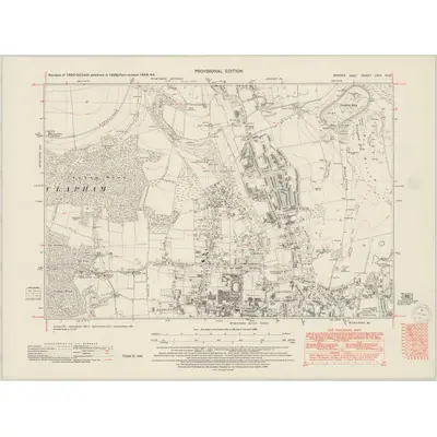1943 Map of Sussex LXIV.NW, 1950 Print