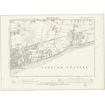 1896 Map of Sussex LXIV.SE, 1899 Print