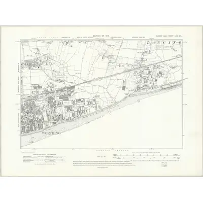 1909 Map of Sussex LXIV.SE, 1913 Print