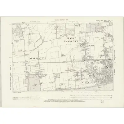 1896 Map of Sussex LXIV.SW, 1899 Print
