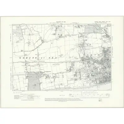 1909 Map of Sussex LXIV.SW, 1913 Print