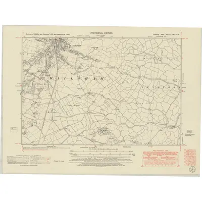 1950 Map of Sussex LXIX.NW, 1952 Print