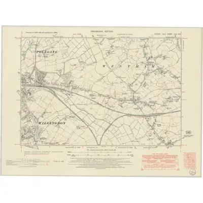 1950 Map of Sussex LXIX.SW, 1951 Print