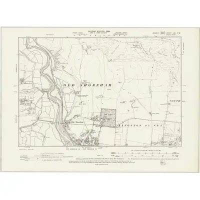 1896 Map of Sussex LXV.NW, 1899 Print