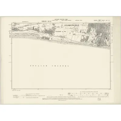 1896 Map of Sussex LXV.SE, 1899 Print