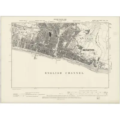 1896 Map of Sussex LXVI.SW, 1899 Print