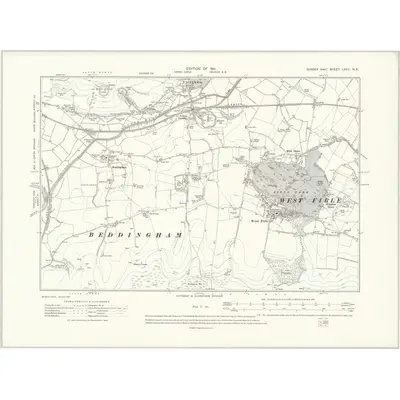 1908 Map of Sussex LXVII.NE, 1911 Print