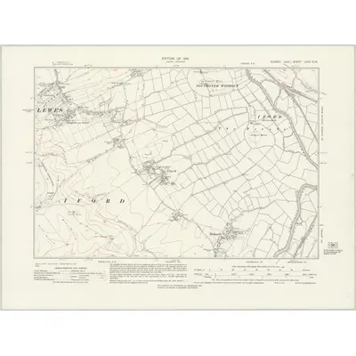 1929 Map of Sussex LXVII.NW, 1931 Print