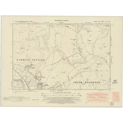 1950 Map of Sussex LXVII.SE, 1952 Print