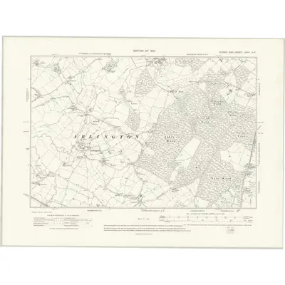 1908 Map of Sussex LXVIII.NE, 1910 Print